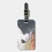 車で待っているボーダーコリー犬 ラゲッジタグ (正面縦)