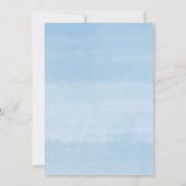 車で行く男の子の赤ちゃんシャワーブルーバルーンユーカリ 招待状 (裏面)