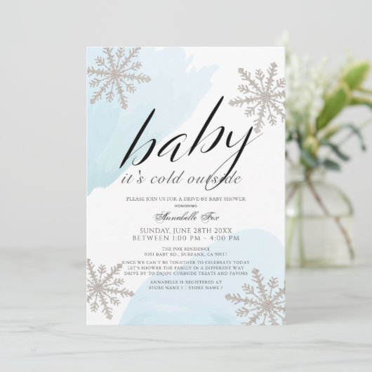 車で行けるベビーシャワーの外は寒い 招待状 (スタンド正面)