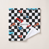 車で黒と白のパタモダンーンをレース バスタオルセット (ウォッシュタオル)