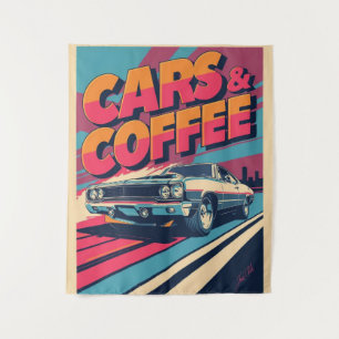 車とコーヒー タペストリー