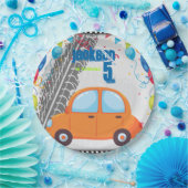 車とトラックの誕生日デザイン ペーパープレート (パーティー)