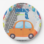 車とトラックの誕生日デザイン ペーパープレート (正面)