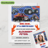 車とトラックの赤ちゃんシャワー写真Bash 招待状