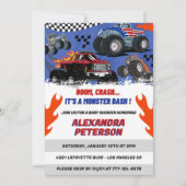 車とトラックの赤ちゃんシャワー写真Bash 招待状 (正面)