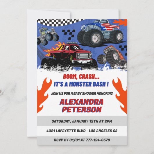 車とトラックベビー妊娠ブーム事故 招待状 (正面)