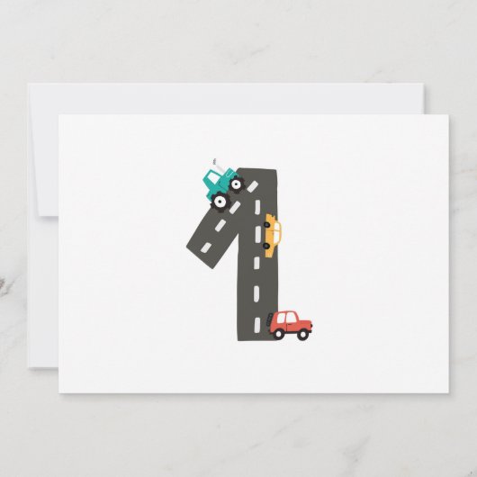 車とトラック市交通第一誕生日 招待状 (裏面)