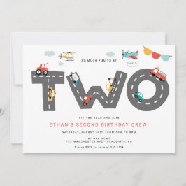 車とトラック市交通第2誕生日 招待状