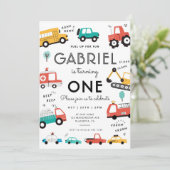 車とトラック市交通誕生日パーティー 招待状 (スタンド正面)