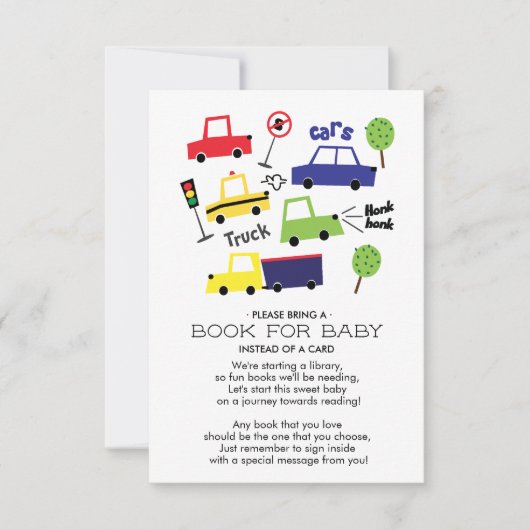 車とトラック赤ちゃんシャワーベビーカード 招待状 (正面)