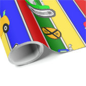 車とトラック青、緑と黄色の少年 ラッピングペーパー (ロールコーナー)