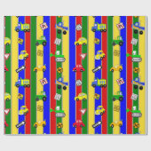 車とトラック青、緑と黄色の少年 ラッピングペーパー (フラット)