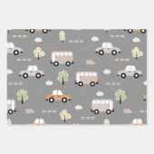 車とバスのパターン ラッピングペーパーシート (正面3)