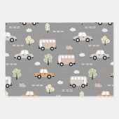 車とバスのパターン ラッピングペーパーシート (正面2)