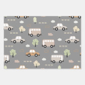 車とバスのパターン ラッピングペーパーシート (正面)