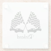 車とフラ市松模様にグ・レースパーソナル ガラスコースター (裏面)