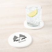 車とフラ市松模様にグ・レースパーソナル コースター (側面)