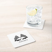 車とフラ市松模様にグ・レースパーソナル スクエアペーパーコースター (インサイチュ)