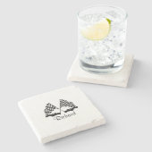 車とフラ市松模様にグ・レースパーソナル ストーンコースター (横)