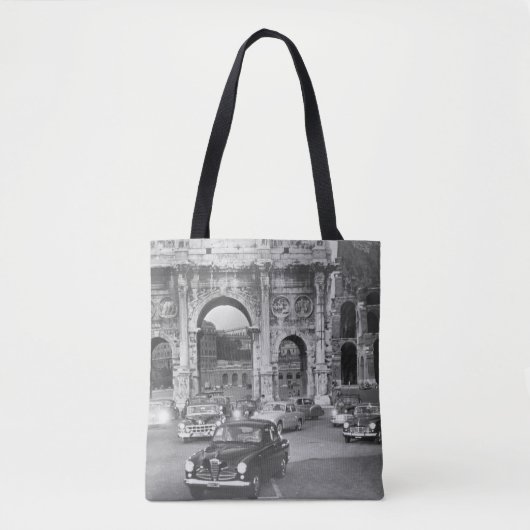 車と古代のモニュメントRome Italyvintage, ital トートバッグ (正面)