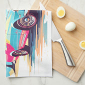 車と夢の自然の女の子 キッチンタオル (四つ折り)