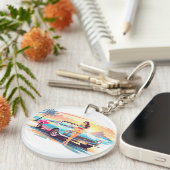 車と夢の自然の女の子 キーホルダー (正面右)