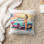車と夢の自然の女の子 クッション (ブランケット)