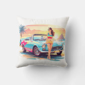 車と夢の自然の女の子 クッション (裏面)