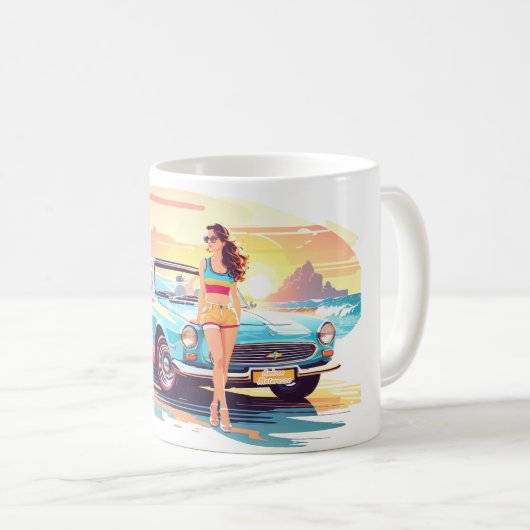 車と夢の自然の女の子 コーヒーマグカップ (正面右)