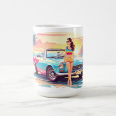 車と夢の自然の女の子 コーヒーマグカップ (中央)