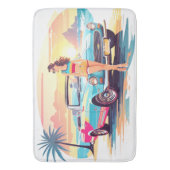 車と夢の自然の女の子 バスマット (正面縦)