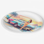 車と夢の自然の女の子 ペーパープレート (アングル)