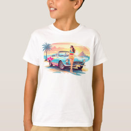 車と夢の自然の女の子 Tシャツ