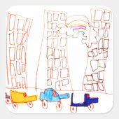 車と建物シール スクエアシール (正面)