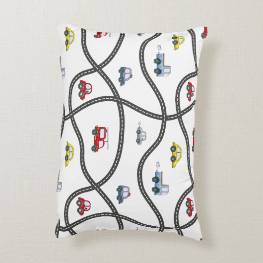 車と道路ボーイベッドルームデコール アクセントクッション (裏面(縦))