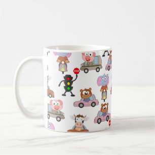 車に乗って軽い模様の甘い動物 コーヒーマグカップ