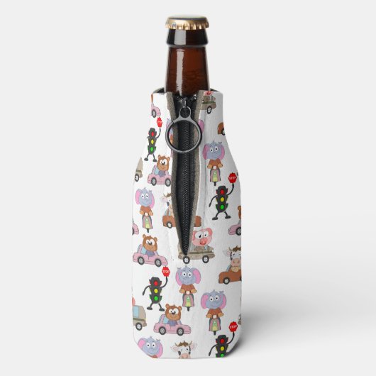 車に乗って軽い模様の甘い動物 ボトルクーラー (ボトル裏面)