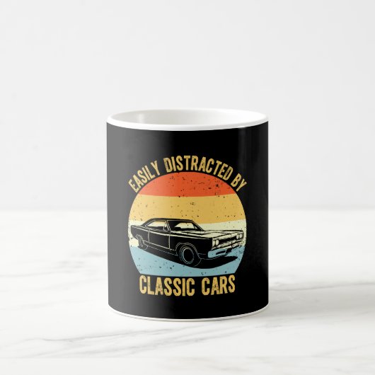 車に気を取られクラシックやすい コーヒーマグカップ (中央)