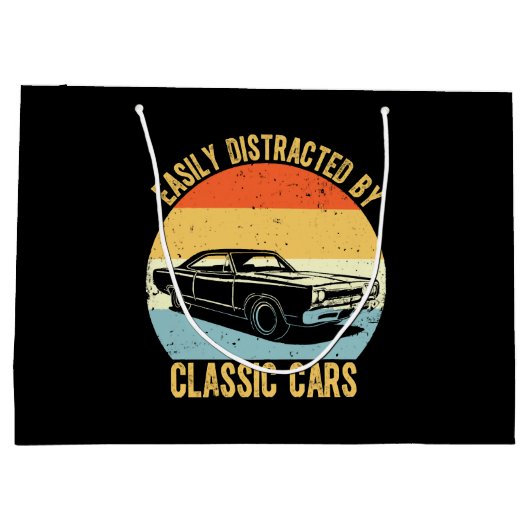 車に気を取られクラシックやすい ラージペーパーバッグ (裏面)