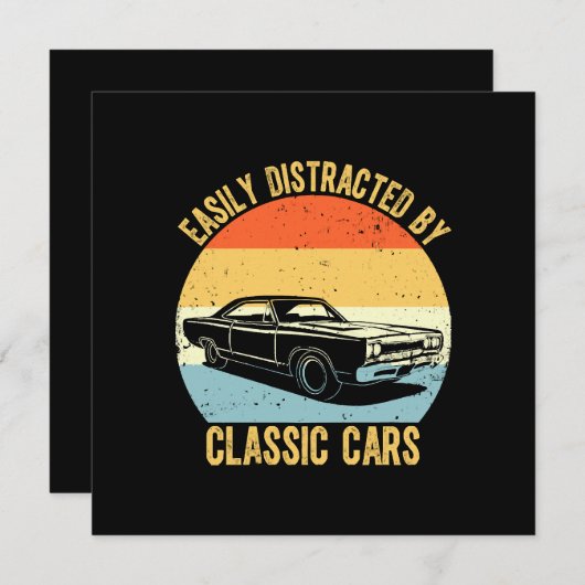 車に気を取られクラシックやすい 招待状 (正面/裏面)