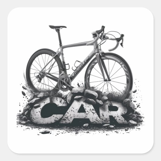 車に自転車で乗る スクエアシール (正面)