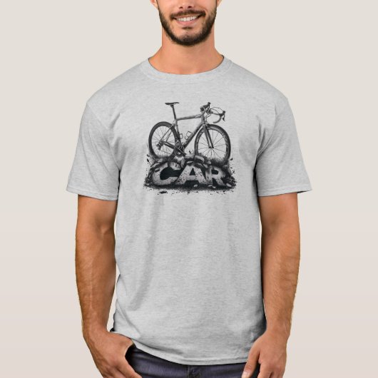 車に自転車で乗る Tシャツ (正面)
