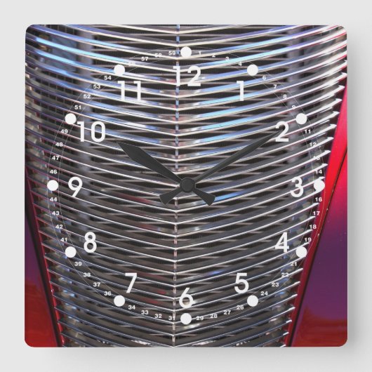 車のえら スクエア壁時計 (正面)