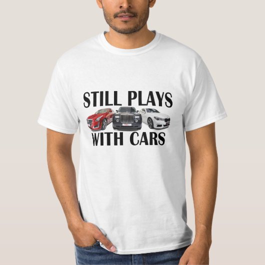 車のおもしろいなワイシャツが付いているまだ演劇。 Tシャツ (正面)