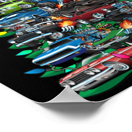 車のおもしろいクリスマスツリーclicマッスルカーツリーリグ ポスター (角)