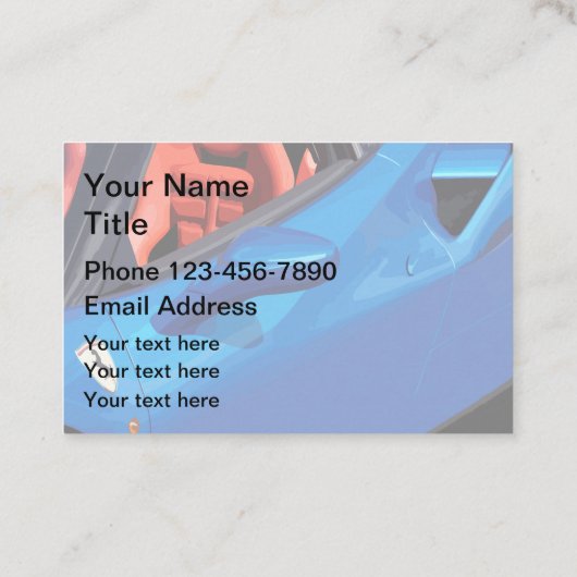 車のでクールでエキゾチックな車のテーマ 名刺 (裏面)