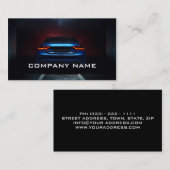 車ので青い車整備士の黒のモダン 名刺 (正面/裏面)