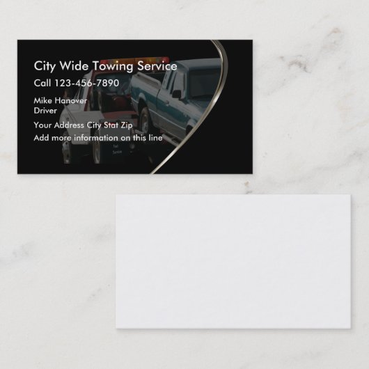 車のなレッカー車の牽引 名刺 (正面/裏面)