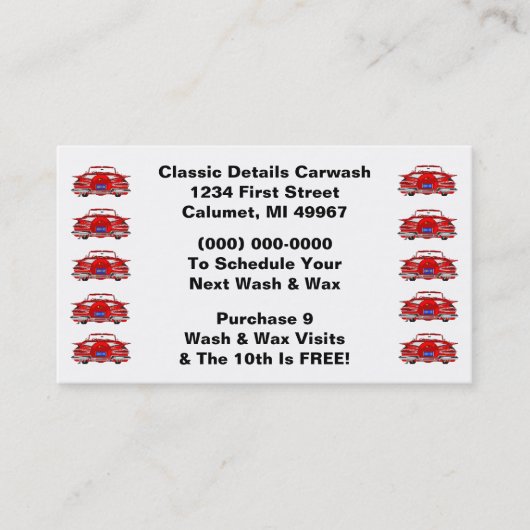 車のなレトロビジネスパンチカードクラシックな車 ロイヤリティカード (正面)