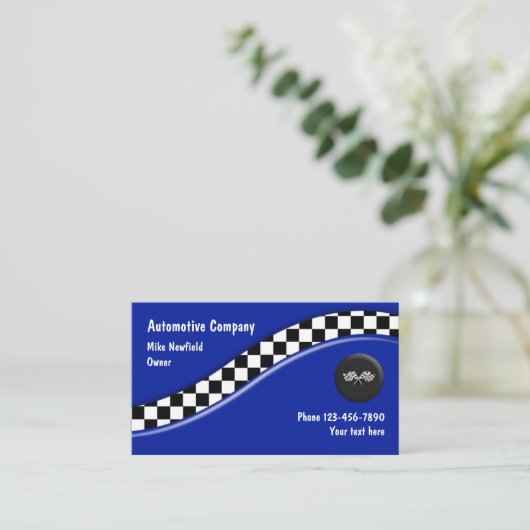 車のな競争の旗のデザイン 名刺 (スタンド正面)